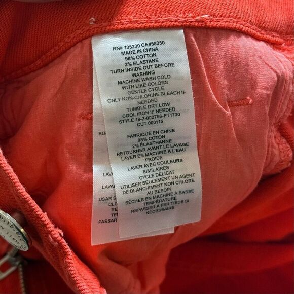 Current/Elliott "The Kick Jean" Fiery Red Cropped Ankle Jeans Women’s Size 25 - Picture 7 of 13